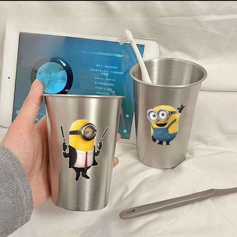 Фото Кружка для полоскания рта Minionsed из нержавеющей стали 304, мультяшная, устойчивая к плесени, ударопрочная, для дома, портативная, для зубных щеток и воды №1