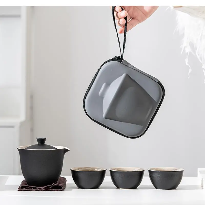 Керамический чайник Y Taza De Té Juego Kung Fu Portátil Hecho A Mano Para Viajes Oficinas Chino