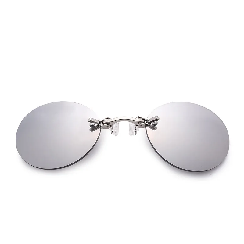Мужские стильные солнцезащитные очки на прищепке Vintage Mini Round Sun Glasses Hacker Empire Matrix Rimless luxury sunglasses on.