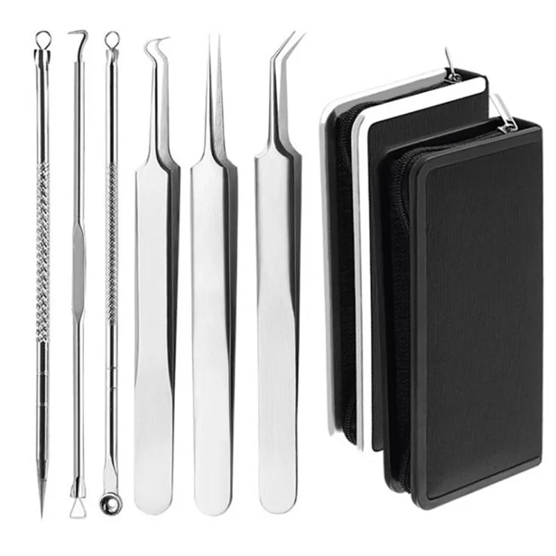 

6pcs Acne Tweezer Comedo Machine Set And Brands Removal Pimple Needle Blackhead Remover Black Head Extractor Comedone Tool