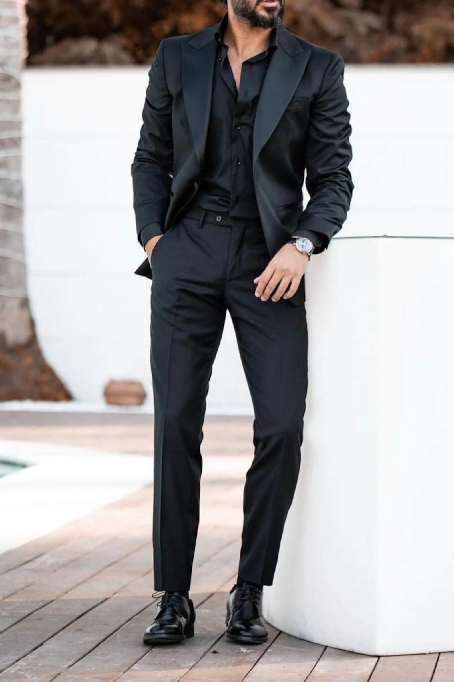

Black Peak Lapel Men's Suits Prom Party Wedding Blazer Sets For Groom Custom Two Pieces (Jacket+Pants) Conjuntos De Chaqueta