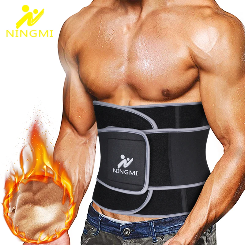 NINGMI Men Waist Trainer Slim Body Shaper Modeling Belt Sports Top Waist Cinchers Neoprene Sauna Strap Corset Slimming Shapewear