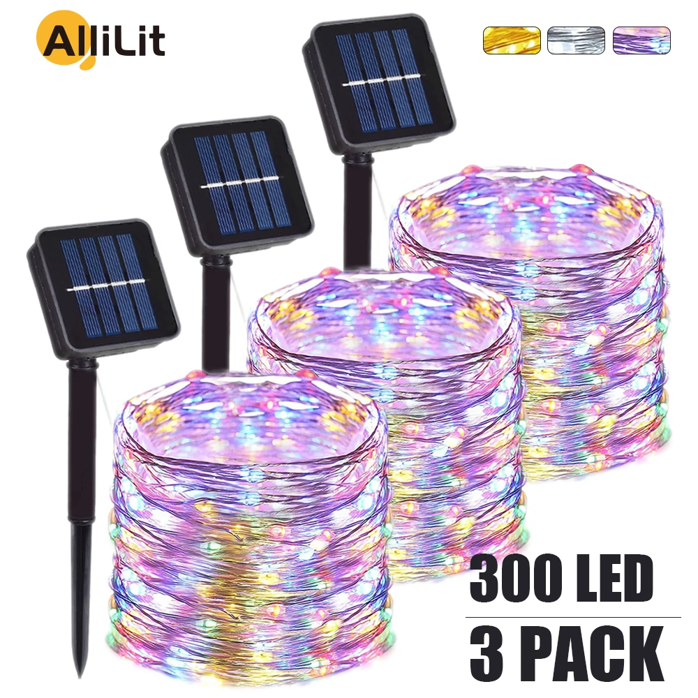 

Светодиодная гирлянда на солнечной батарее, 7 м, 12 м, 22/32 м, водонепроницаемая, в 3 упаковках