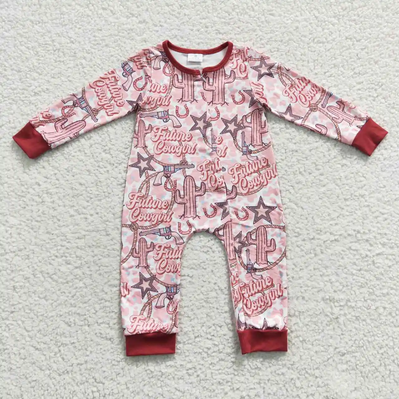 

baby clothes soft milk silk long sleeve future cowgirls pink zip sleeper romper clothes long sleeve baby rompers wholesale