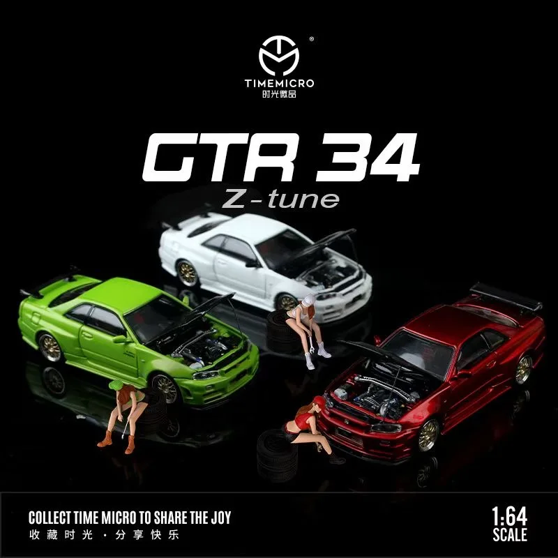 

Предпродажа в августе ТМ время Micro 1:64 Nissan Gtr34 модель автомобиля