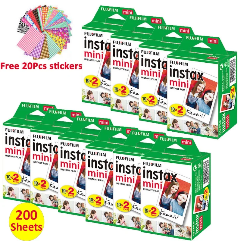 

200 Sheets Fujifilm Instax Mini Film White Instant Photo Paper For Fuji Mini 7s 8 9 11 25 50s 70 90 Liplay Camera LINK Printer