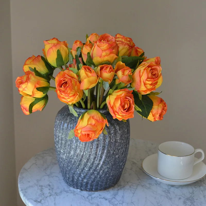 30 см искусственные края на гриле винтажная цветочная композиция 11 головок розы