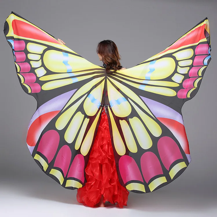 

Женский костюм для танца живота, комплект для танца живота с радужными крыльями бабочки, сумкой и чехлом