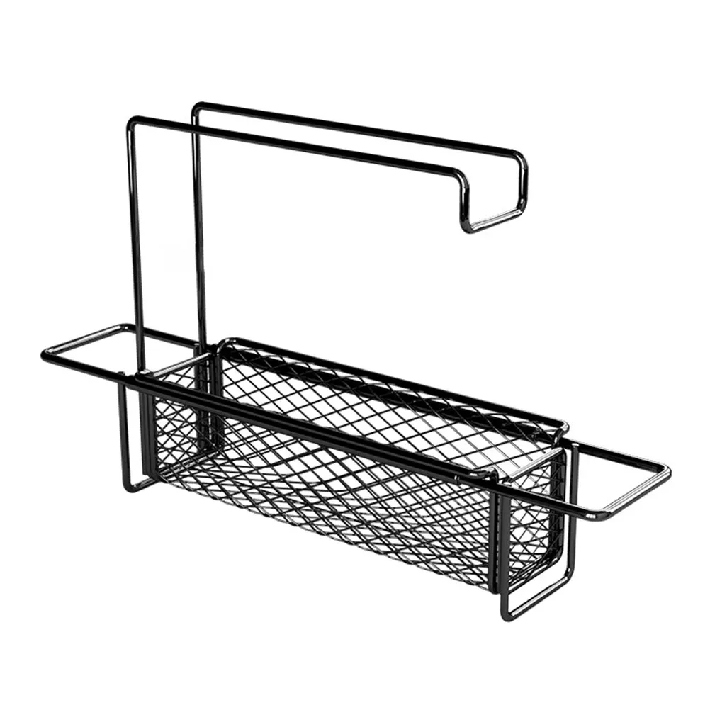 

Telescopic Sink Organiser With Dish Towel Rack Sink Storage Rack Sponge Holder for Kitchen
