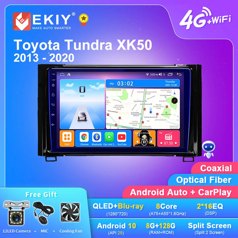 

EKIY T7 QLED DSP Android 10 Auto Radio For Toyota Tundra XK50 2013 - 2020 Stereo Car Multimedia Player 2din Carplay GPS Navi DVD