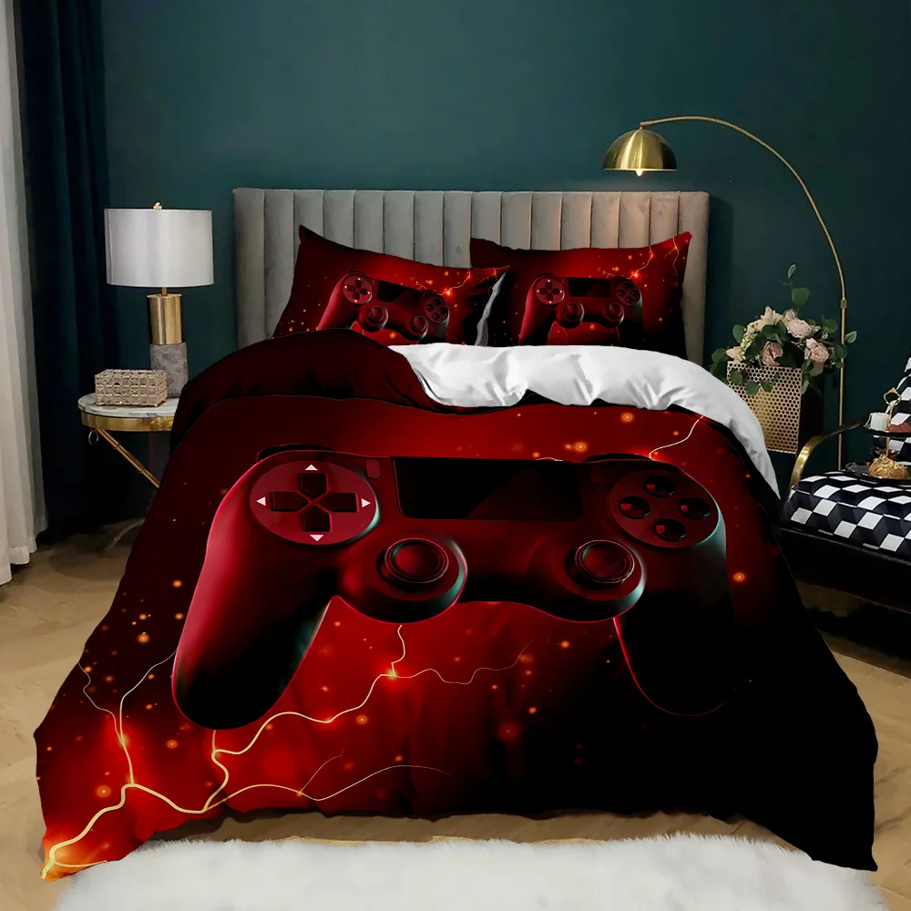 

Gamepad Duvet Cover Set Boys Microfiber Games Twin Bedding Set Player Gaming Videogame Controller American Style Comforter Cover