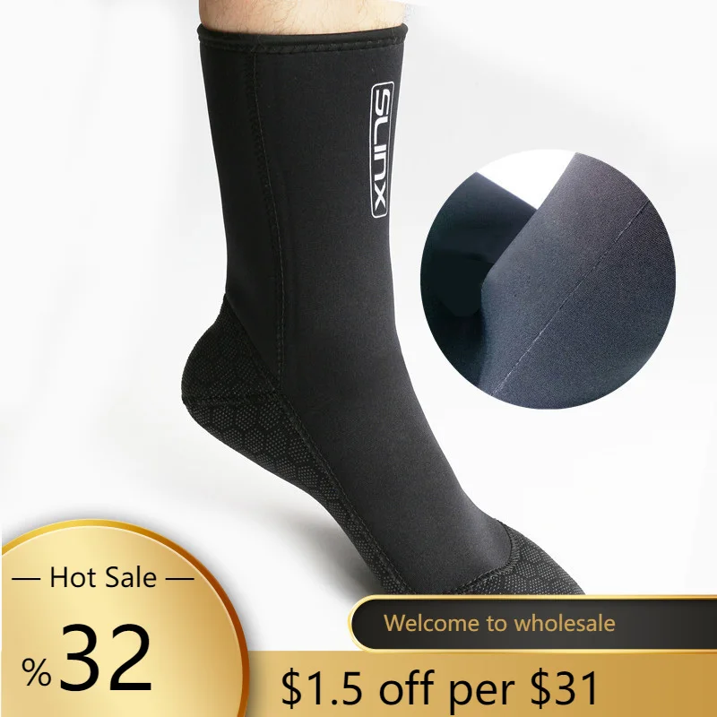 

1 Pair 3mm Neoprene Diving Socks Non-slip Beach Shoes Water Boots Wetsuit Shoes Warming Snorkeling Diving Surfing Socks
