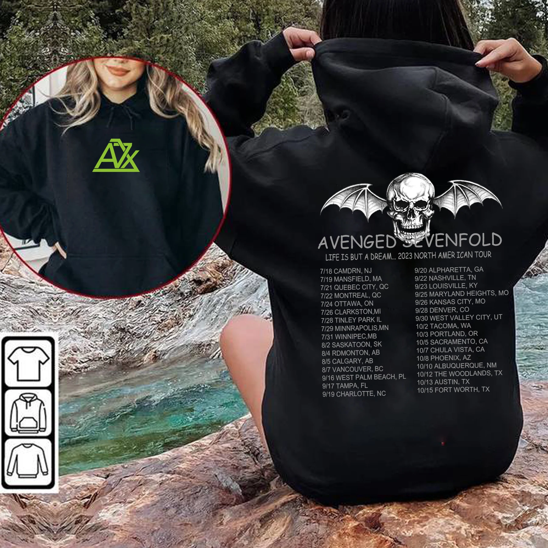 Фото Avenged Sevenfold Life Is But A Dream североамериканский тур 2023 толстовка с принтом женская мужская винтажная зимняя толстовка №2