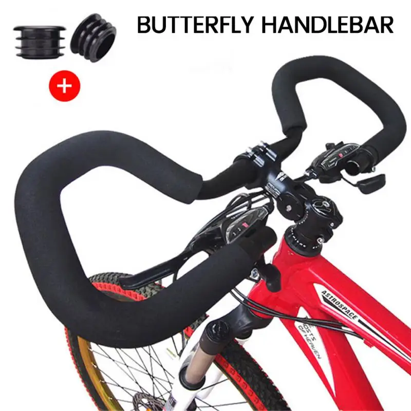 Aluminum Alloy Butterfly Handlebar For Mountain & Road Bikes - Ergonomic Riser Bar With Sponge Cover