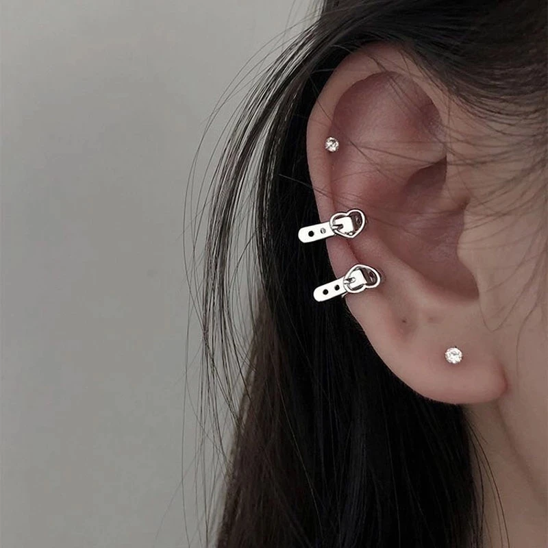 1 шт. серьги-клипсы в виде сердца для женщин панк не пирсинг манжеты ушей