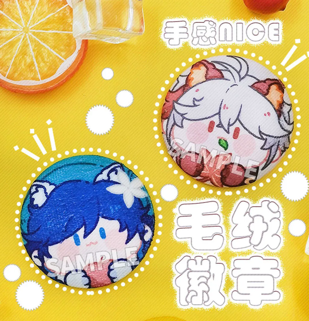 

Anime Genshin Impact Thoma Venti Kaedehara Kazuha Xiao Zhongli Cosplay Plush Badge Button Brooch Pins Metal Cartoon Cute Gifts