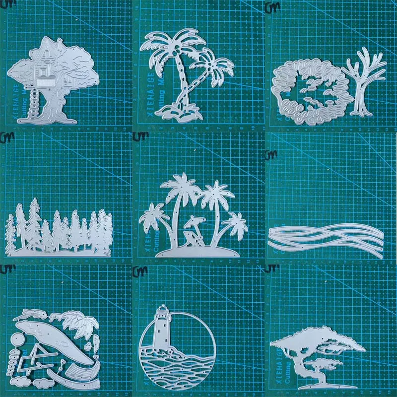Металлические Штампы Для Скрапбукинга Мотивы Деревьев И Океанских Волн