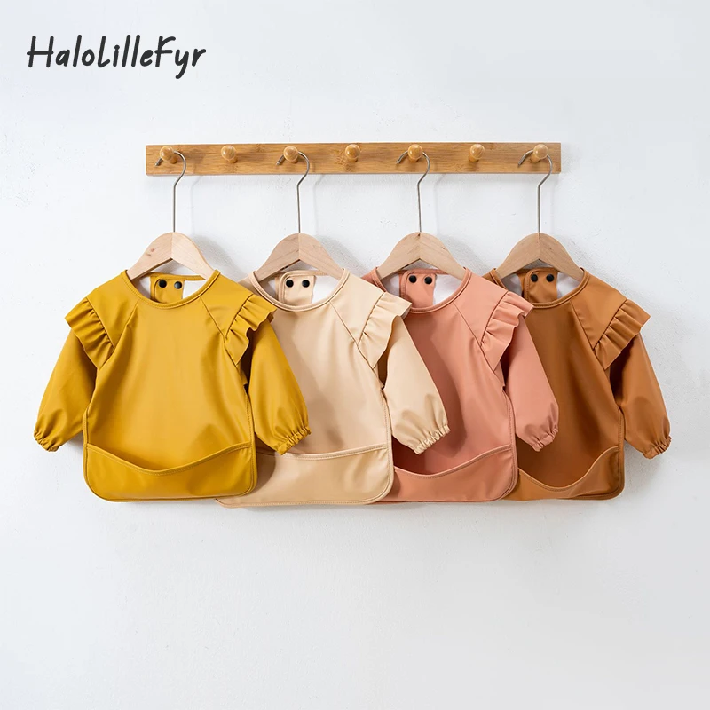 

Детские нагрудники, водонепроницаемые, с длинным рукавом, рисунок, искусство, одежда для малышей, Детские аксессуары