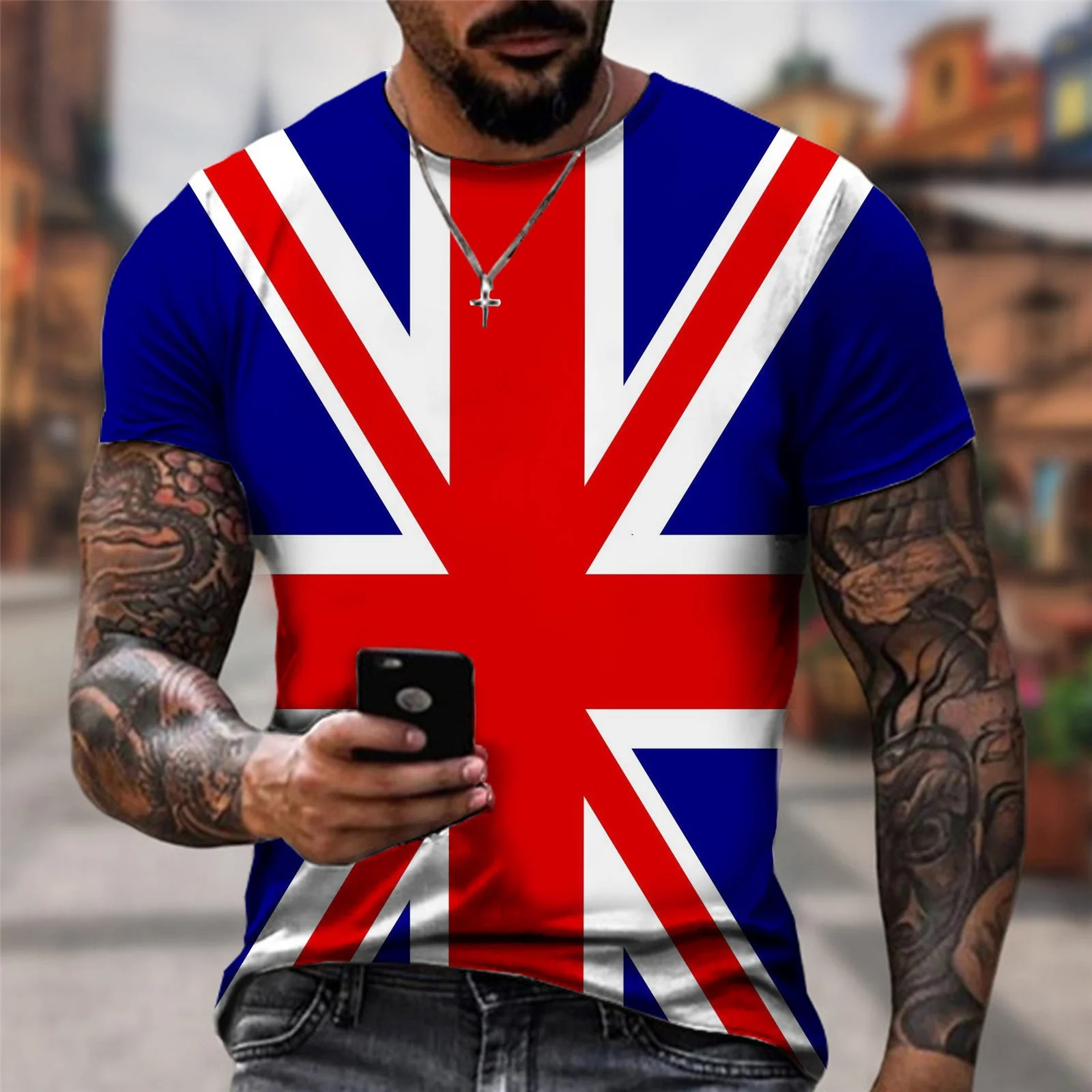

New Summer Russia Brazil Israel Union Jack T Shirt Men 3d Print T Shirt Comfortable Breathable Short Sleeve Men Streetwear