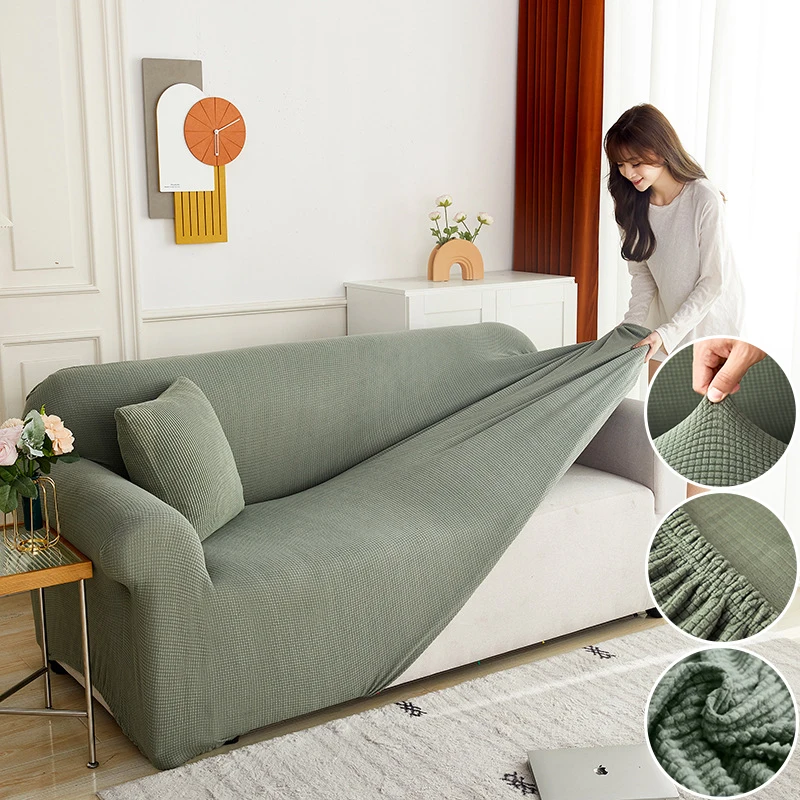 

Polar Fleece Sofa Covers Super High Elastic For Living Room 1/2/3/4 Seater Armchair Cover Solid Color L Shape Corner Sofa Covers