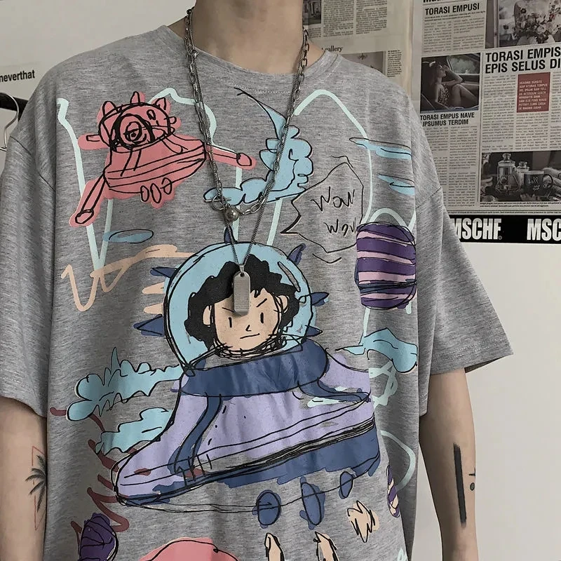 Аниме футболка Манга размера плюс лето свободного принт Ангел аниме