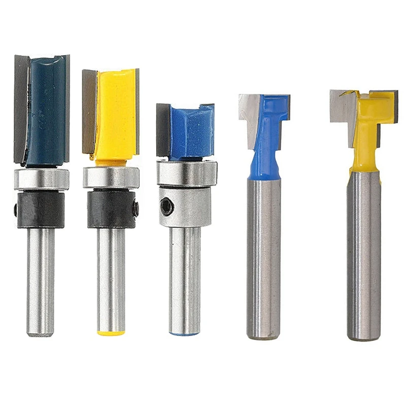 

3Pcs 1/4Inch Shank Alloy Bearing Flush Trim Pattern Router Bit Milling Cutter & 1Set 1/4 Inch Shank T-Slot Cutter Router Bit Ste