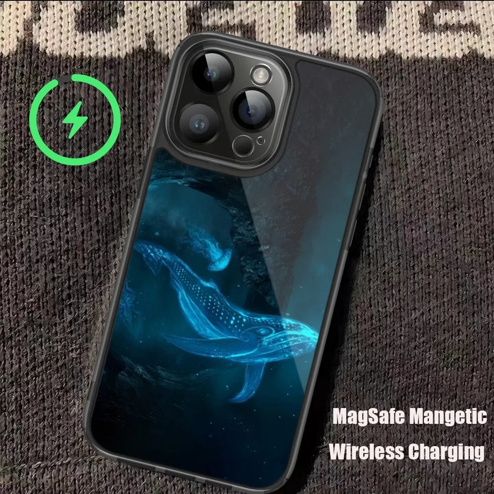 Великолепный чехол для телефона с рисунком Кита iPhone 11 12 13 14 15 Pro Max Plus Mini Magsafe