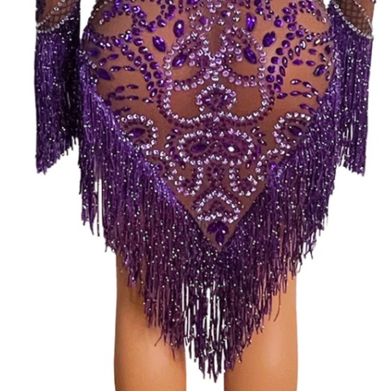 Романтическое фиолетовое сексуальное платье для выпускного вечера с кисточками