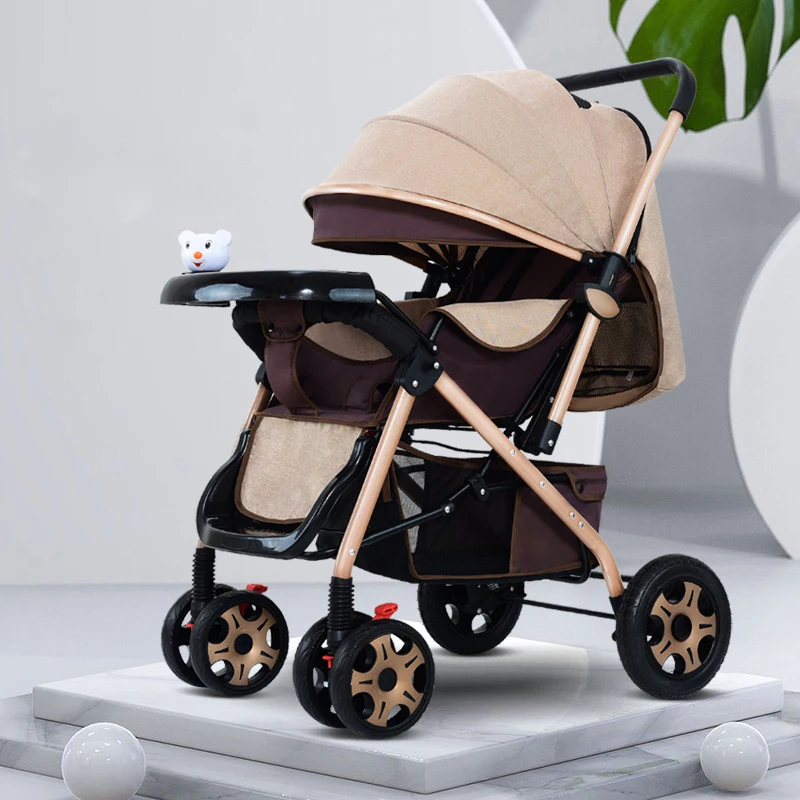 Luxurious Baby Stroller 3 In 1 Portable Travel Baby Carriage Folding Prams Aluminum Frame High Landscape Car for Newborn Baby
