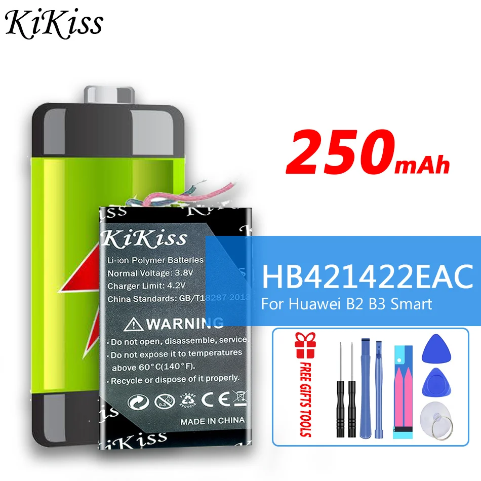

250mAh KiKiss Battery HB421422EAC For Huawei B2 B3 Smart Wristband 1ICP5/14/21 Digital Batteries