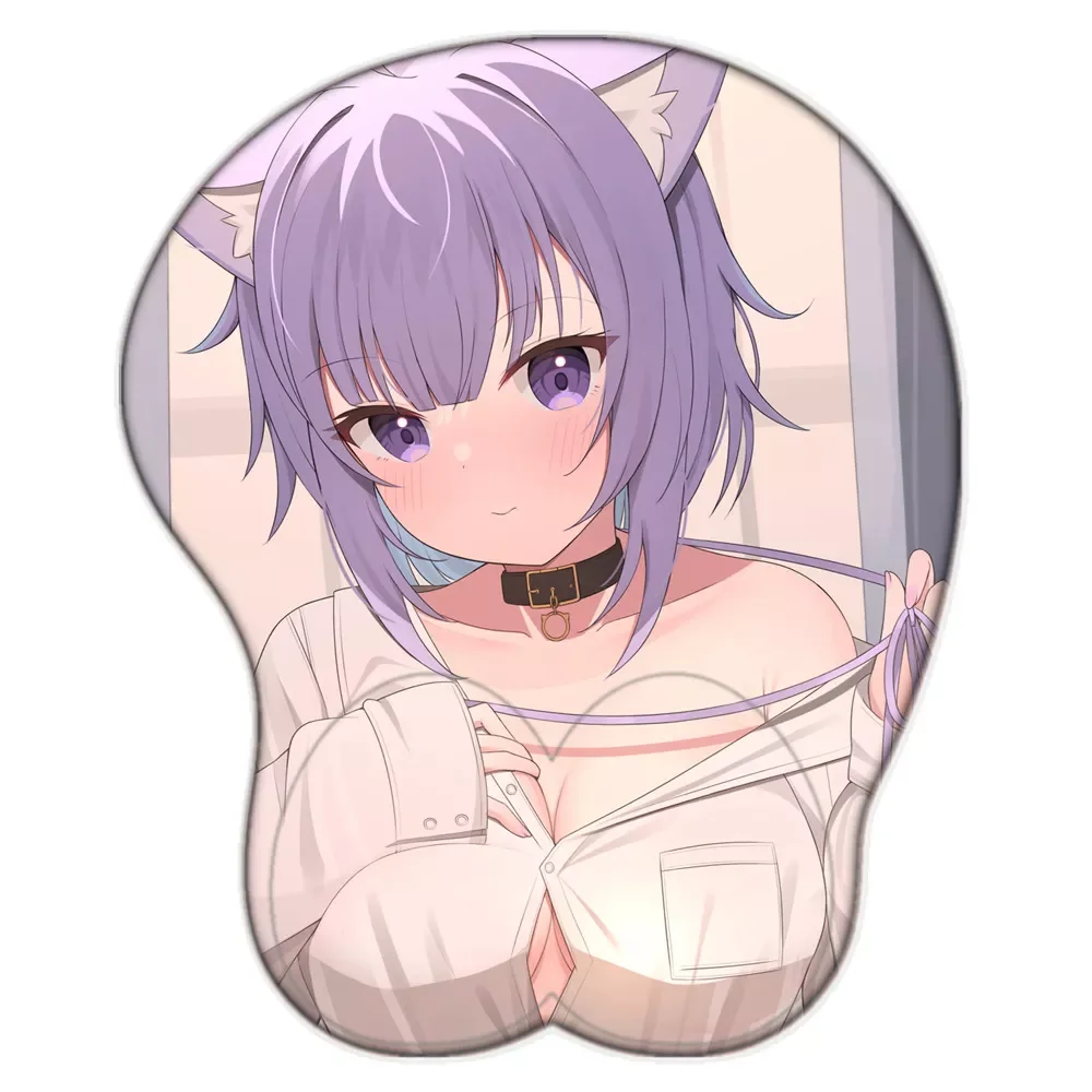 

Коврик для мыши Hololive Sexy Oppai Nekomata Okayu, симпатичный коврик для мыши в виде груди, силикагелевый подставка для запястья, аниме 3D геймер