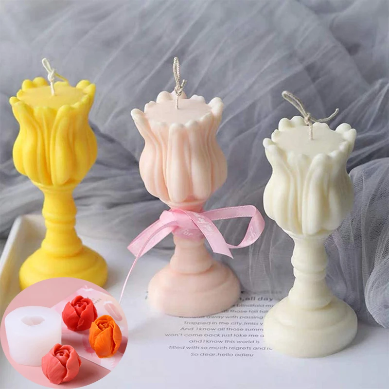 

3D Tulip Shape Candle Mold, Tulip Shaped Craft Art Silicone Mold for DIY Handmade Mould Candle Handmade Soap Home Decoration