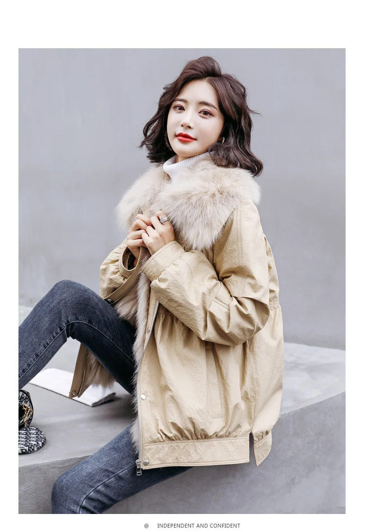 

2023Hot Sale Real Leather Jacket Women Sheepskin Coat Female 90% White Duck Down Jackets Fox Fur Collar Winter Parkas Femme Ves