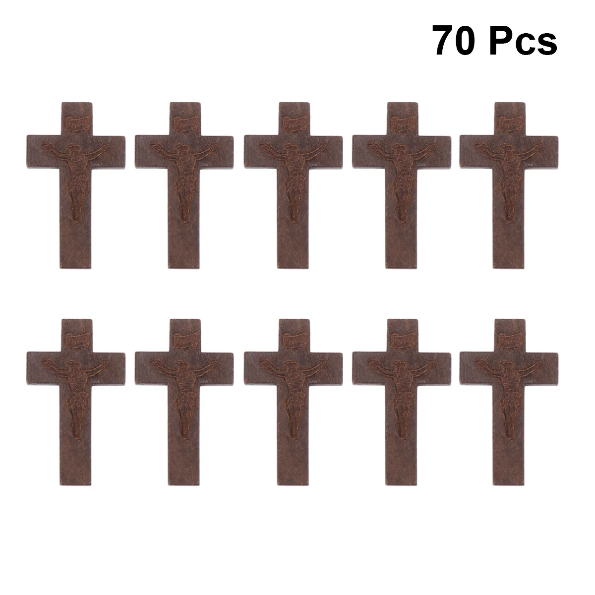 

70 Pcs Wooden Craft Cross Jesus Figurine Accessories Bamboo Natural Dining Table