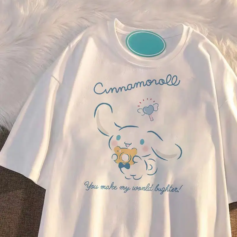 

Kawaii Sanrio Mymelody Cinnamoroll Lotso T-Shirt Short Sleeve Loose Versatile Fashion Trend Girl Birthday Gift For Girlfriend