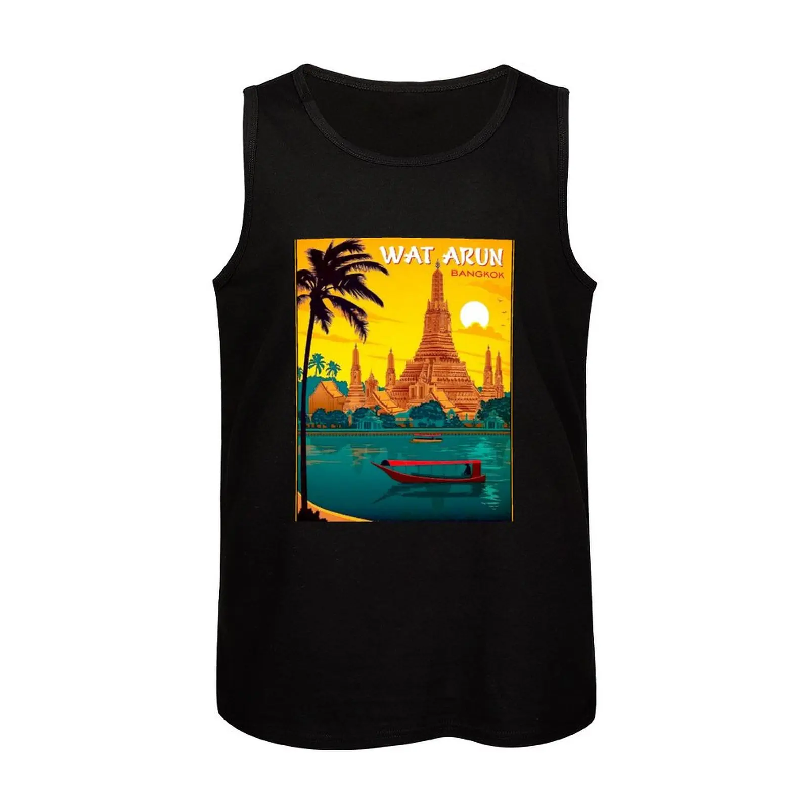 Тайланд: Винтажная Футболка с принтом храма Ват арун мужская майка Мужская