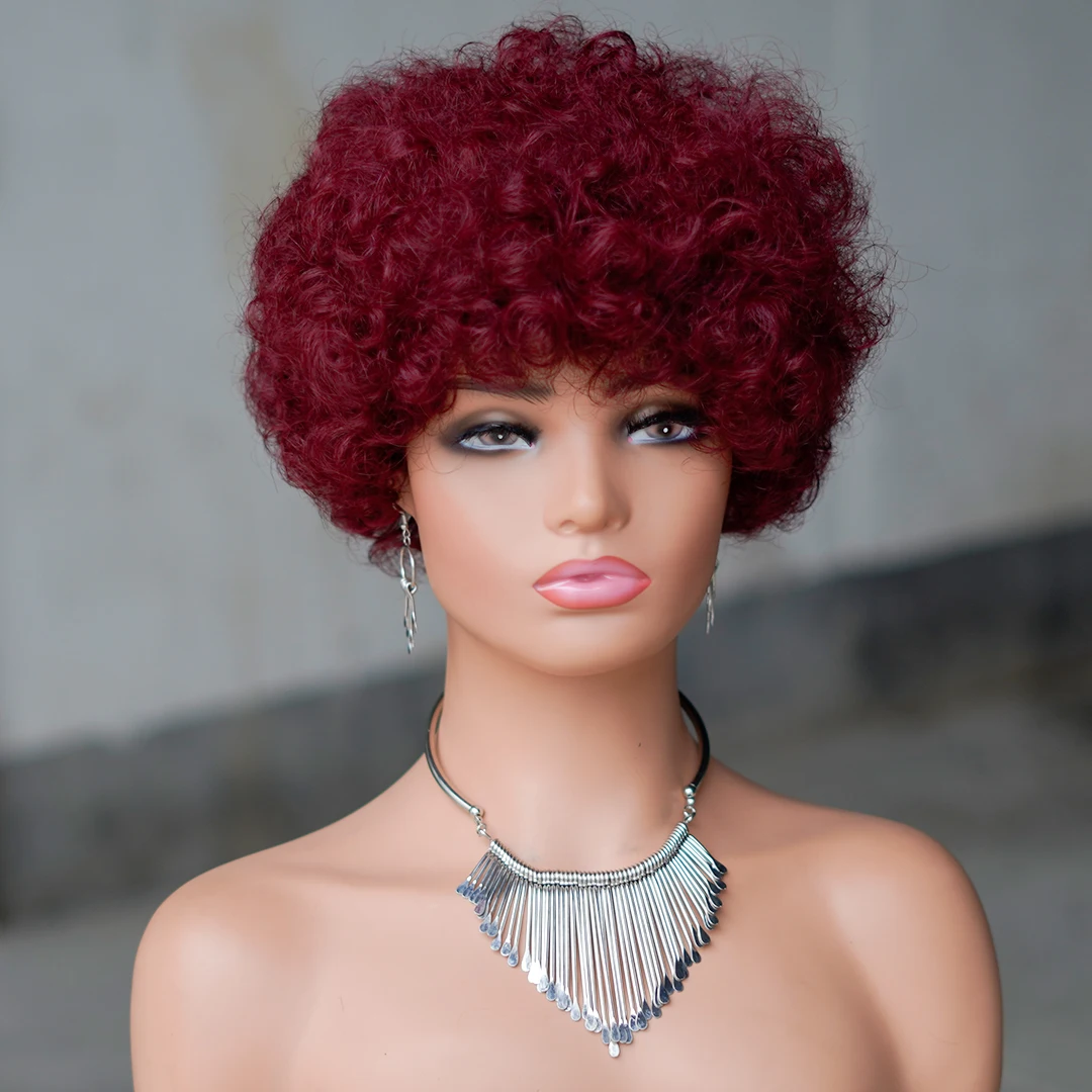 Короткий парик Боб для женщин стрижка пикси вьющиеся человеческие волосы