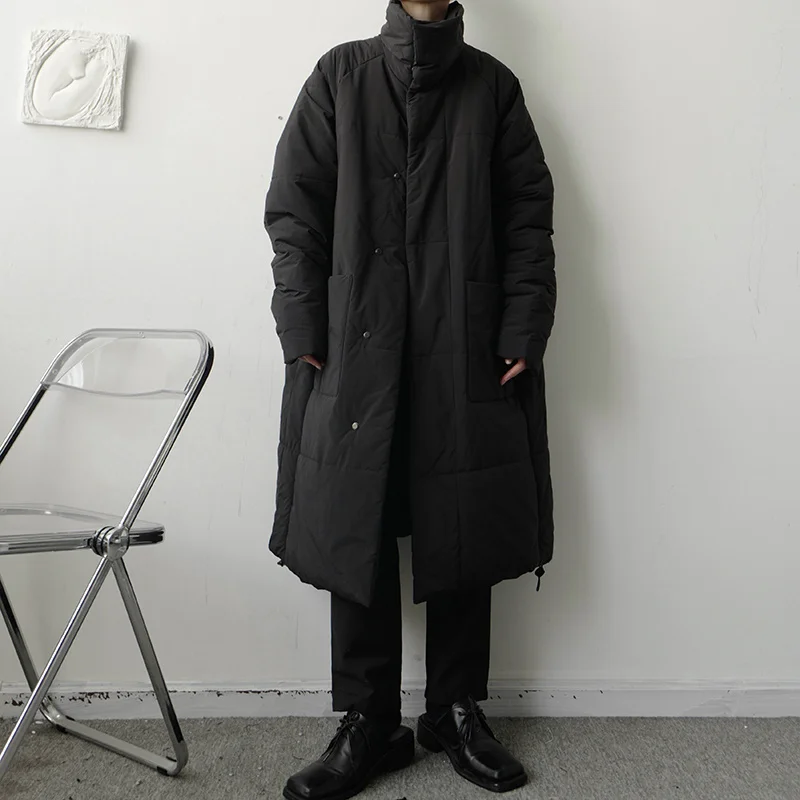 Winter Jacket Men Warm Fashion Black Thickened Down Jacket Men Japanese Streetwear Loose Oversize Thick Long Coat Mens Parker