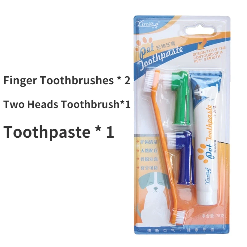 

Dog Dental Care Kit,Toothpaste Toothbrush Set Pet Soft Dog Finger Toothbrushes for Cats and Dogs,Small To Large Dogs,Food Aroma