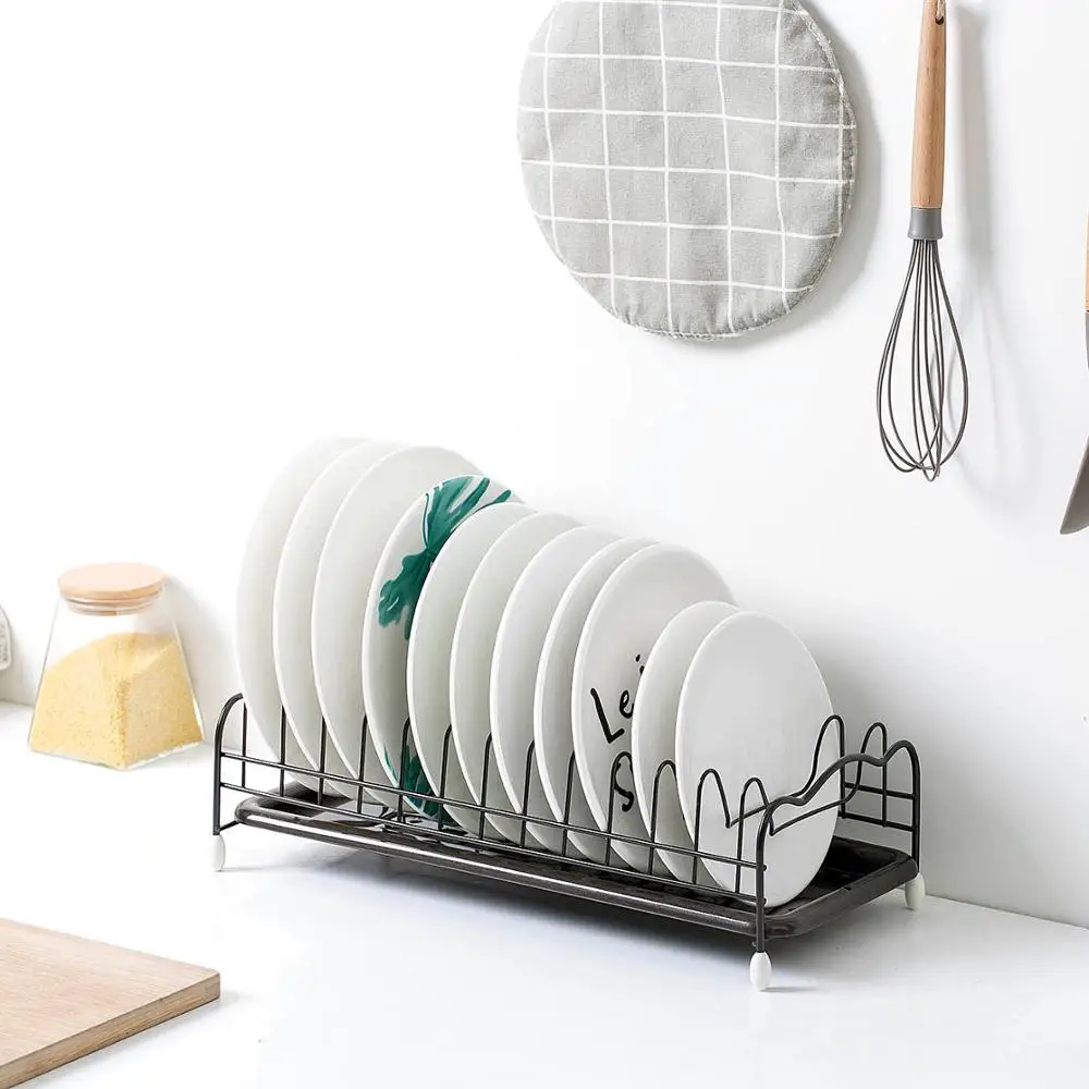 

Iron Kitchen Dish Drying Rack Holder with Tray Tableware Storage Shelf Plate Dish Rack Drainer Cabinet kitchen Organizer