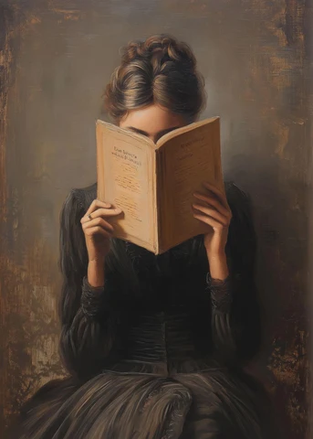 Викторианский постер для чтения книг на холсте