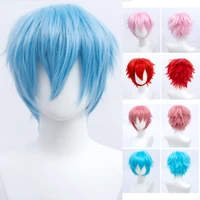 short anime wig male synthetic cosplay bangs bob straight hair wolf cut mullet wigs blonde men cosplay hairpiece good quality