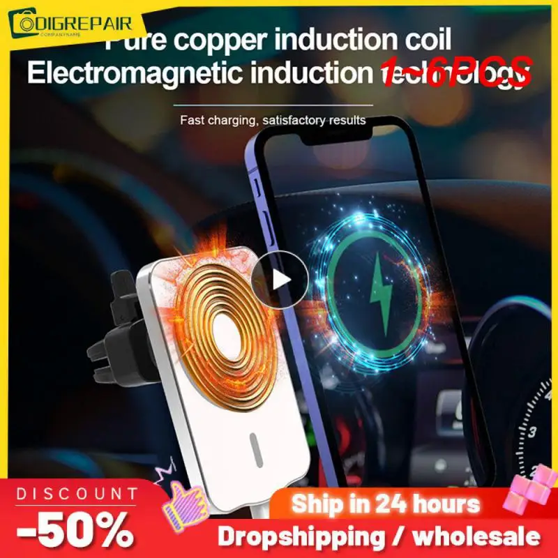 

1~6PCS Magnetic Wireless Car Charger Mount Adsorbable Phone For iPhone 14 13 12 Max adsorption Fast Wireless Charging Holder