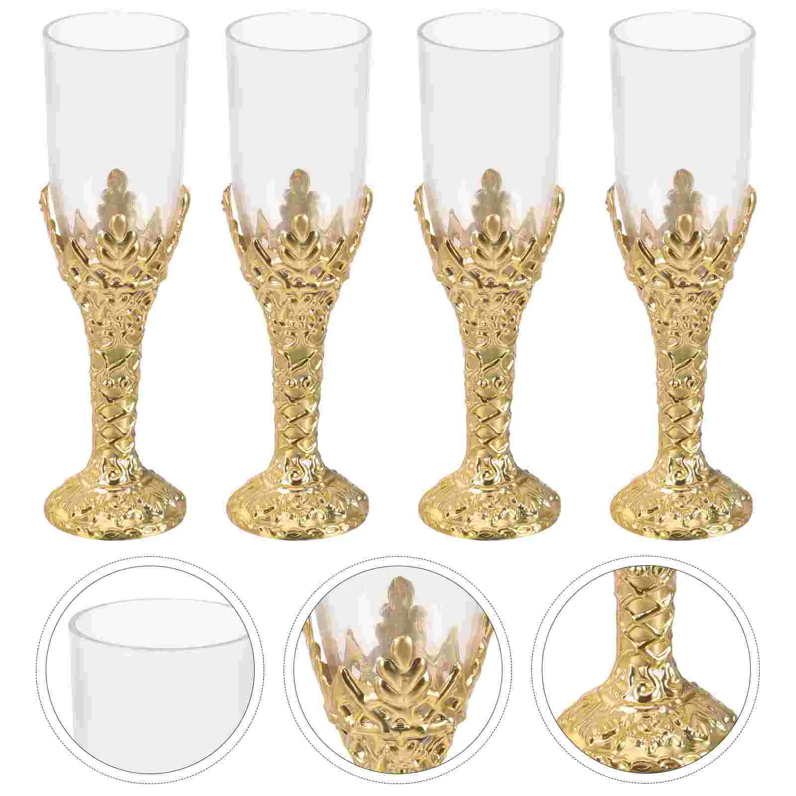 

12 Pcs Gold Plastic Glasses Party Goblet Delicate Dinner European Church Accessory