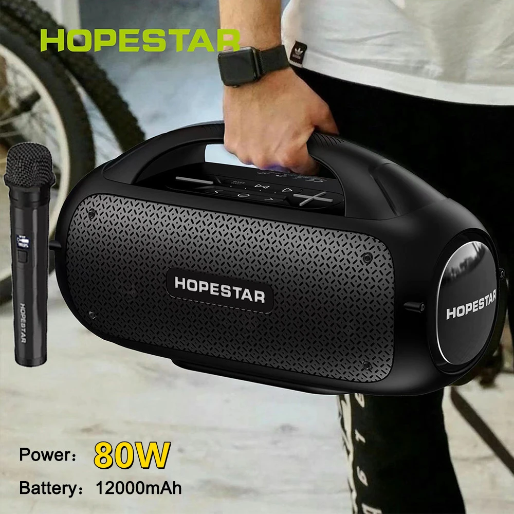 Hopestar a50 80 Вт Bluetooth-динамик Портативный стереодинамик Мощный динамик Беспроводной музыкальный центр Сабвуфер Супер основной звук с микрофон...