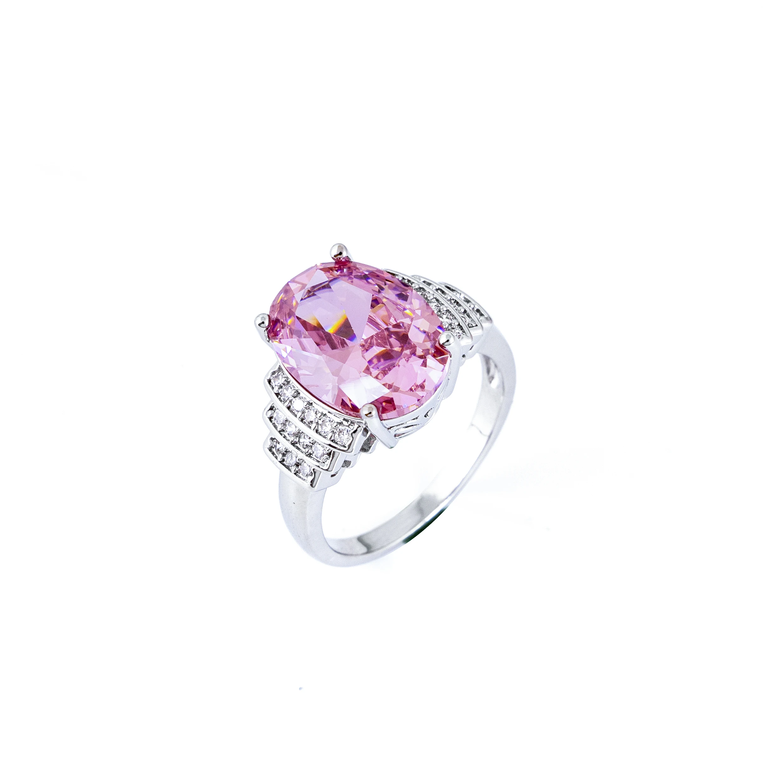 

Oval Diamond Ring Elegant Clear Colors Crystal Copper Wedding Ring For Women Fine Jewelry
