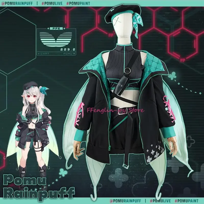 Женский костюм для косплея Vtuber nijisanji pomu платье Хэллоуина Униформа пальто парик с