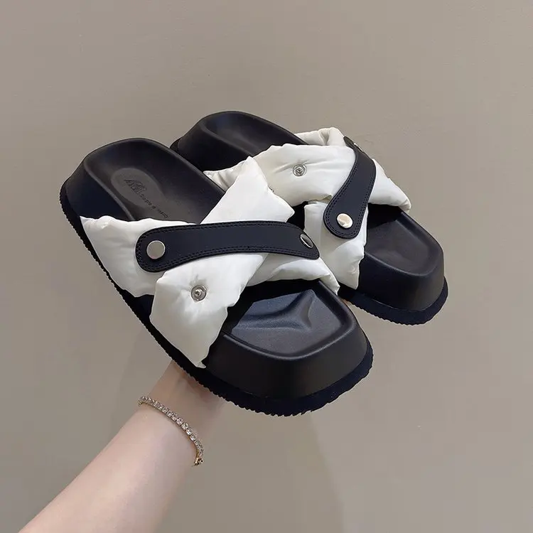 

Сандалии с квадратным носком, универсальные босоножки на плоской подошве, с цветной блокировкой, на лето, 2022