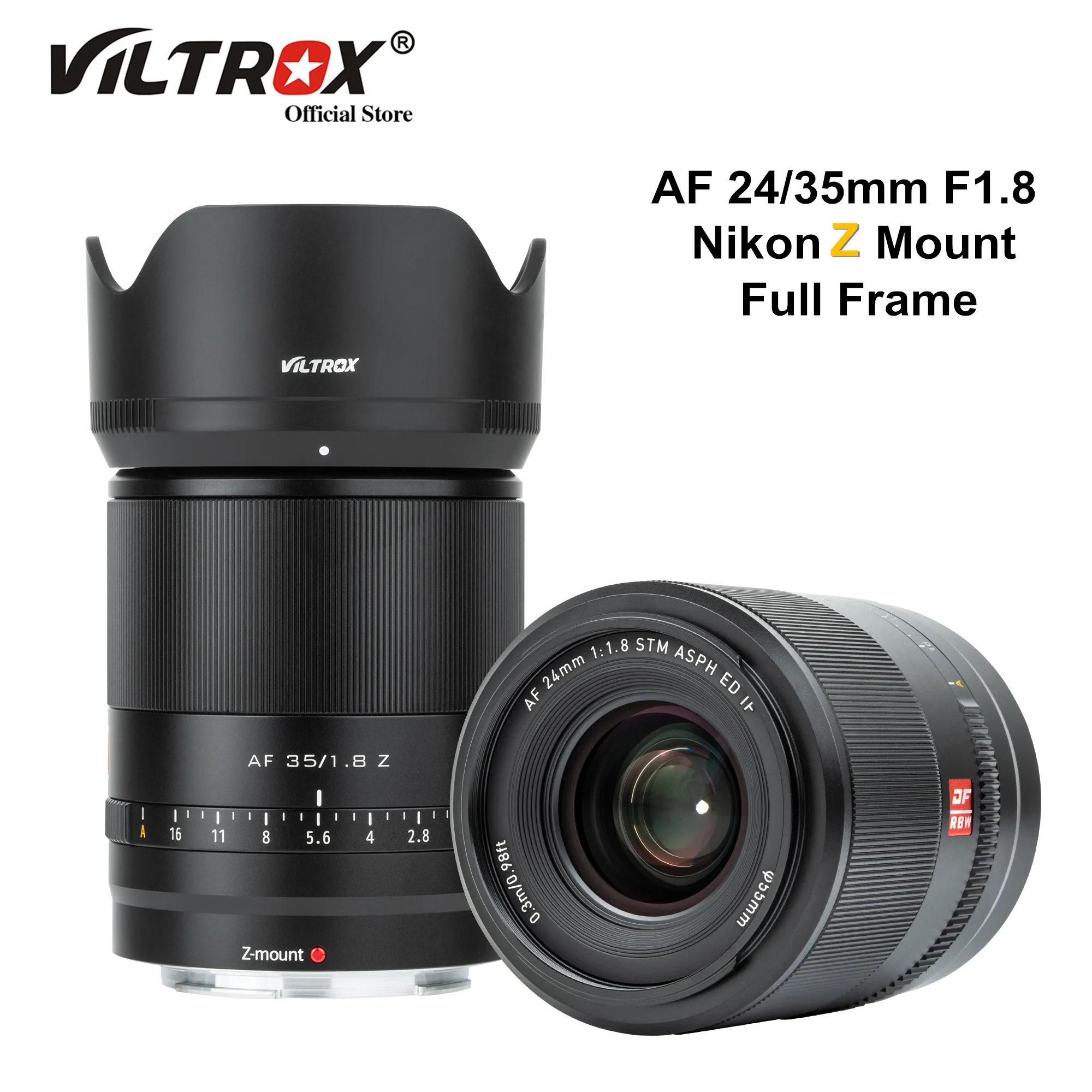 

VILTROX 24 мм 35 мм F1.8 Полнокадровый широкоугольный объектив с автофокусом, Большая диафрагма для объектива Nikon Z6II Z7 Z50, объектив камеры