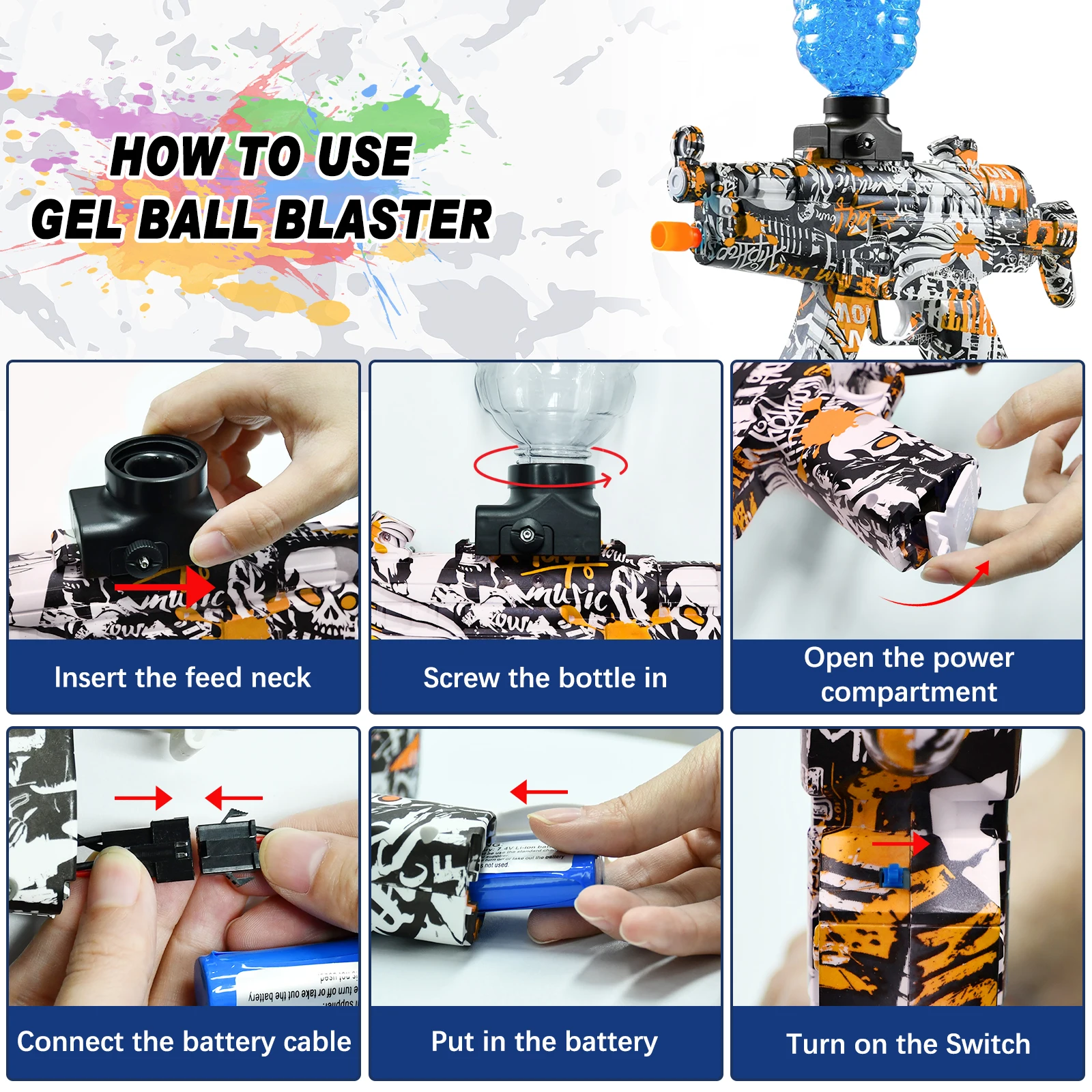 ГОРЯЧАЯ СДЕЛКА! Пластиковый пистолет MP5 Gel Blaster с 15000 гидрогелевыми шарами для игры на открытом воздухе для детей в подарок.